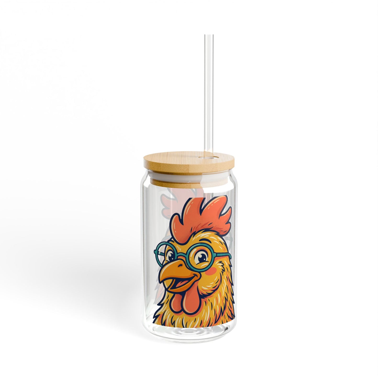 Chicken Glass Sipper Cup — 16oz