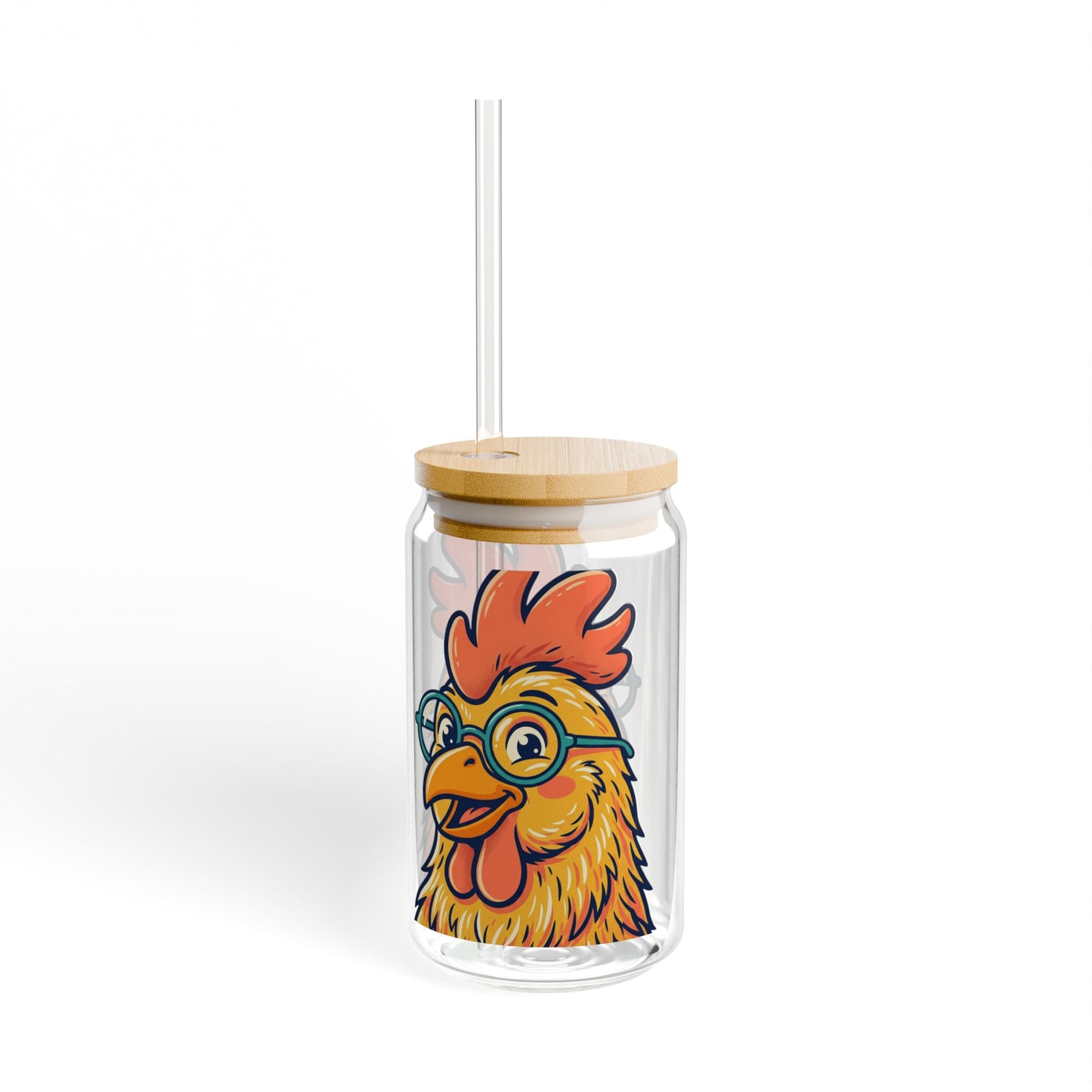 Chicken Glass Sipper Cup — 16oz
