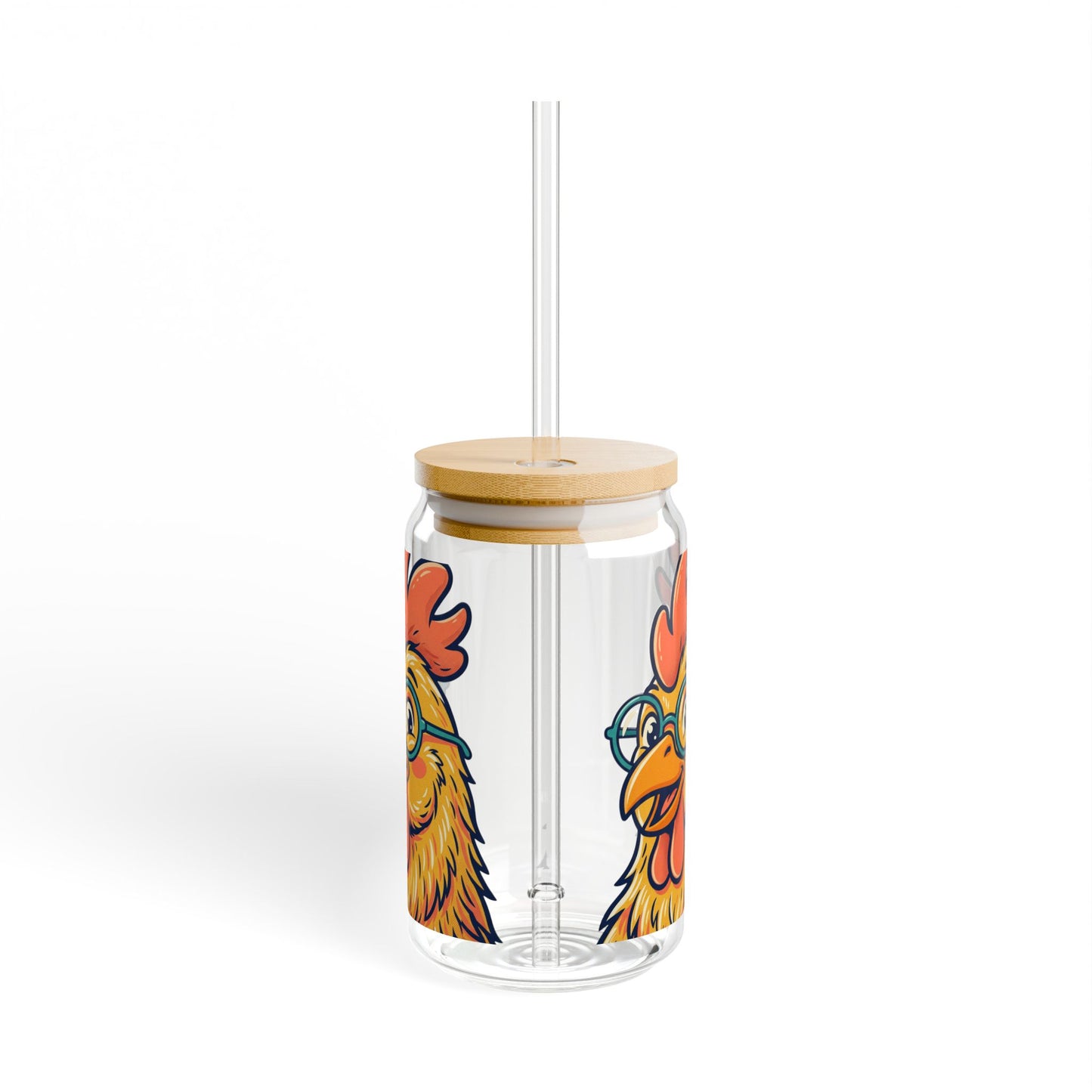 Chicken Glass Sipper Cup — 16oz
