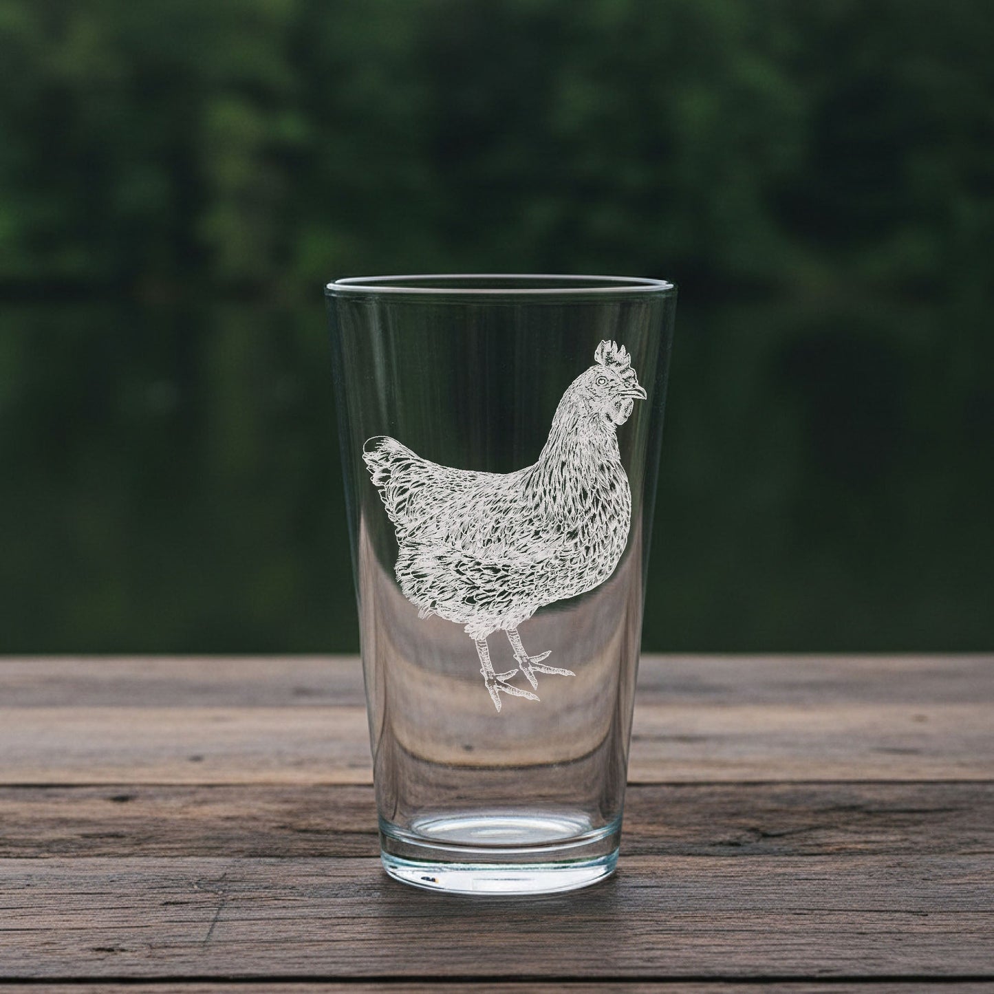 Hen Laser Engraved Glasses