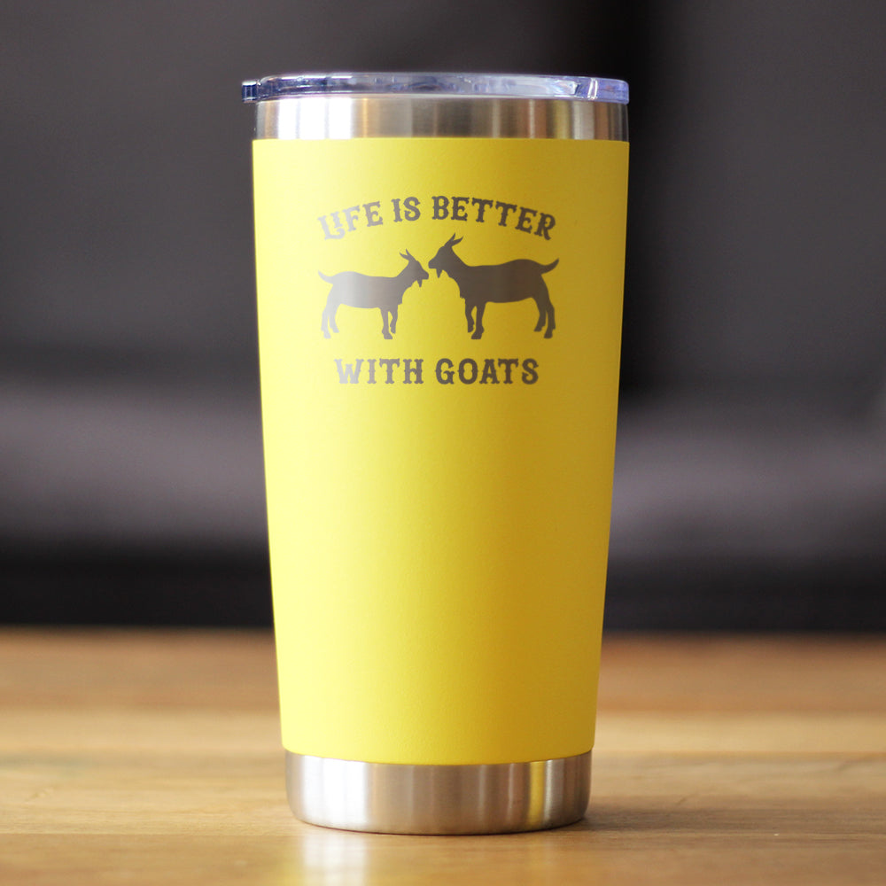 Life is Better With Goats - Insulated Coffee Tumbler Cup with Sliding Lid - Stainless Steel Insulated Mug - Funny Goat Themed Gift for Women and Men
