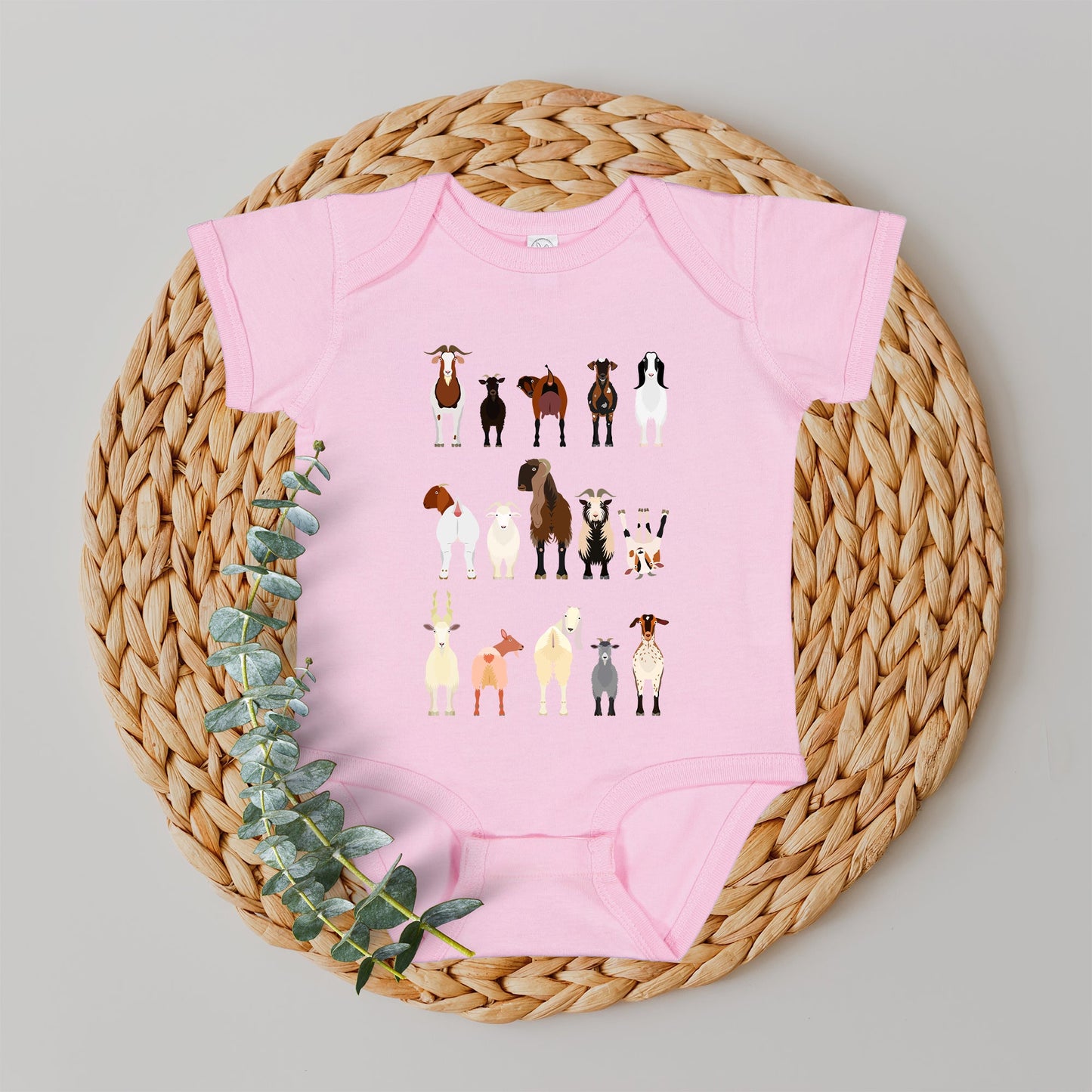 Goat Lovers Kid's Tees, Farm Animal Infant Bodysuits, Illustration, Breeds, Youth Comfort Colors T-Shirt